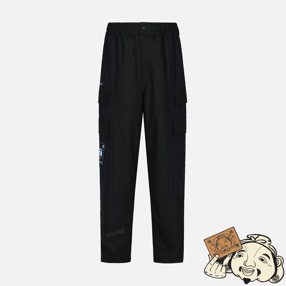 Men Evisu STRIPED PANNELS WIDE LEG PANTS Noir | 362FVOEJC
