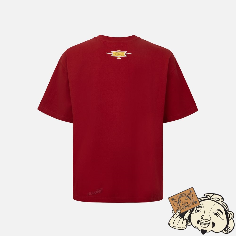 Men Evisu TAIKO DARUMA AND NOMADIC PATTERN PRINT T-SHIRT Rouge | 718YAJZNO