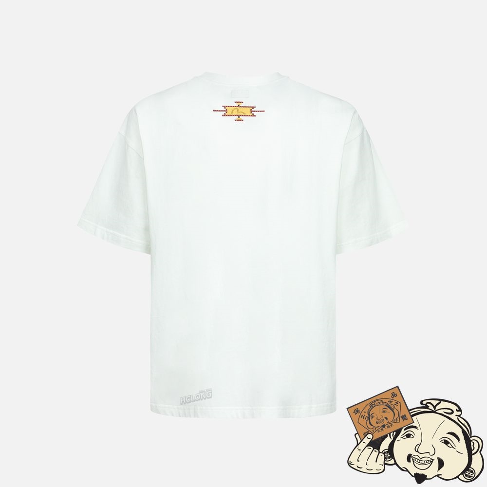 Men Evisu TAIKO DARUMA AND NOMADIC PATTERN PRINT T-SHIRT Blanche | 762TLBAEF