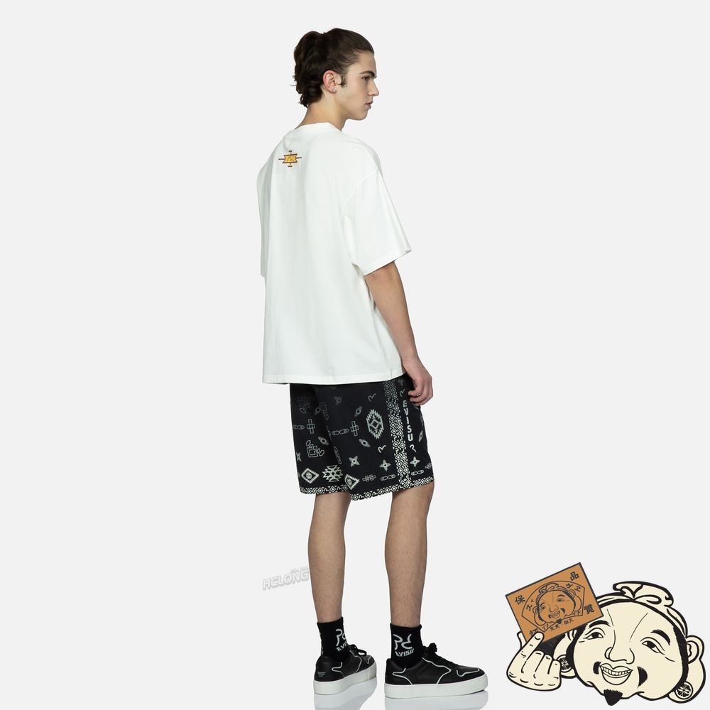 Men Evisu TAIKO DARUMA AND NOMADIC PATTERN PRINT T-SHIRT Blanche | 762TLBAEF