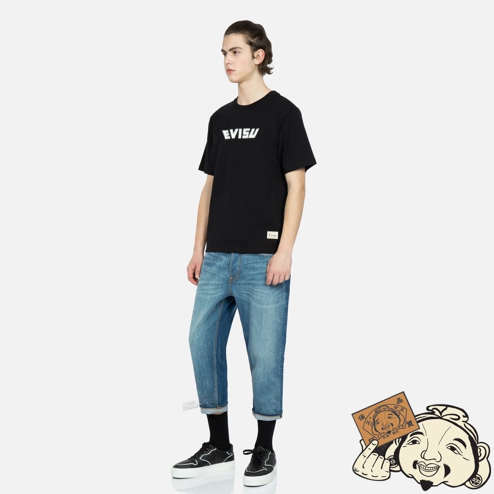Men Evisu TAIKO DARUMA PRINT CROPPED-FIT JEANS #2027 Indigo | 894IZOEMY