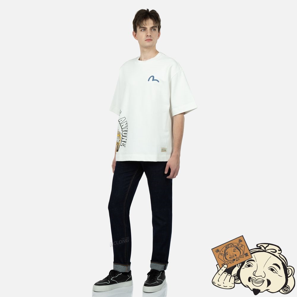 Men Evisu TAIKO DARUMA PRINT SWEATSHIRT Blanche | 502CTFSWX