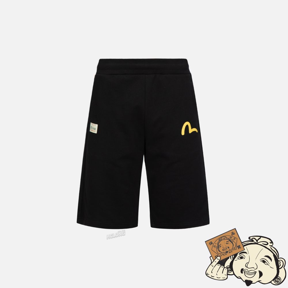 Men Evisu TAIKO DARUMA PRINT SWEAT SHORTS Noir | 071LYVCQT