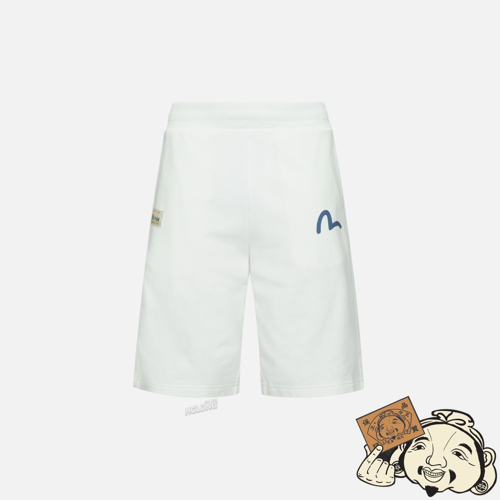 Men Evisu TAIKO DARUMA PRINT SWEAT SHORTS Blanche | 790NIHMVY