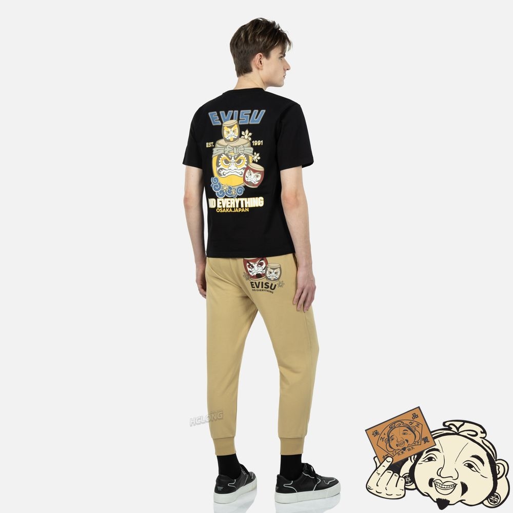 Men Evisu TAIKO DARUMA PRINT T-SHIRT Noir | 491FHAIKO