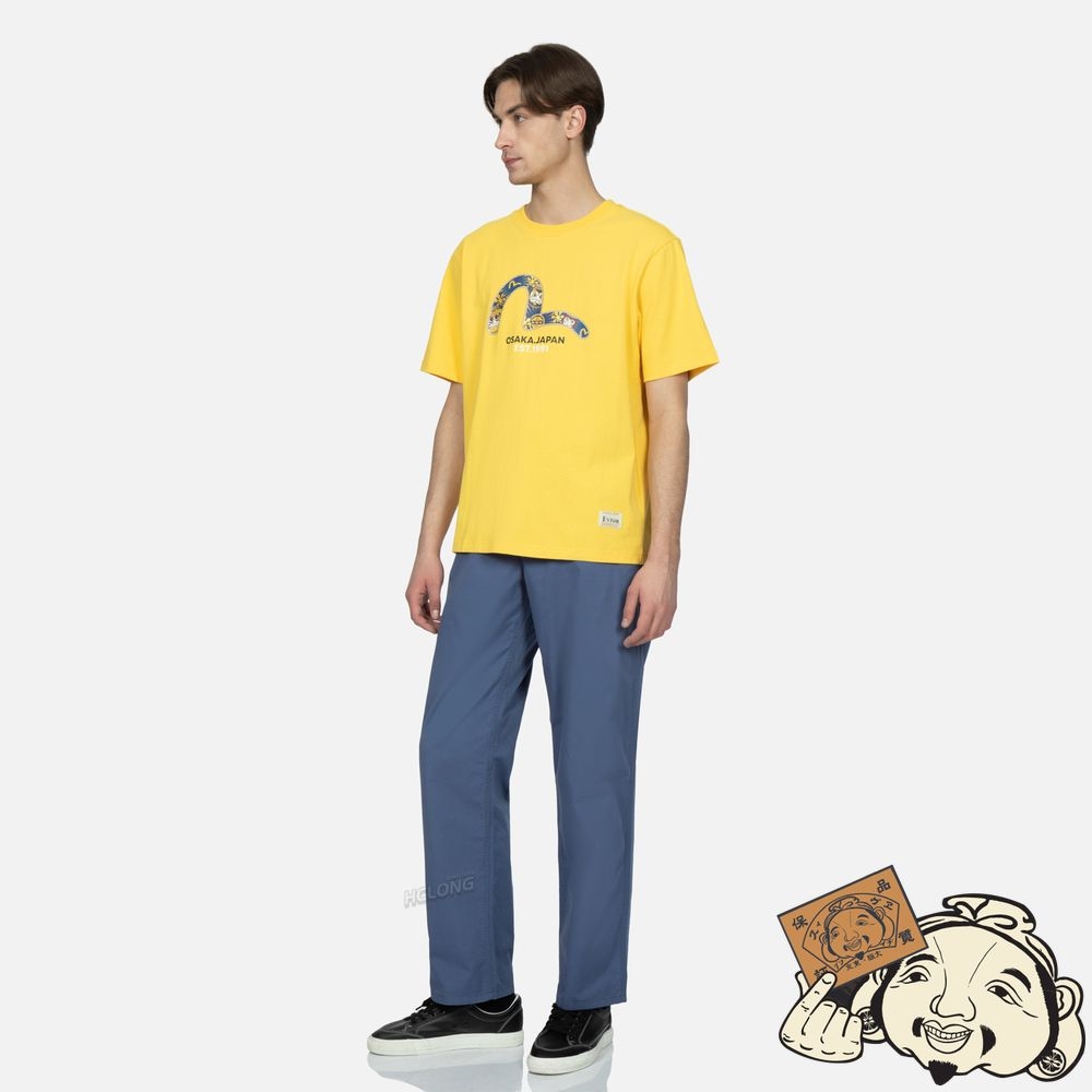 Men Evisu TAIKO DARUMA SEAGULL PRINT T-SHIRT Jaune | 357TCGQHA