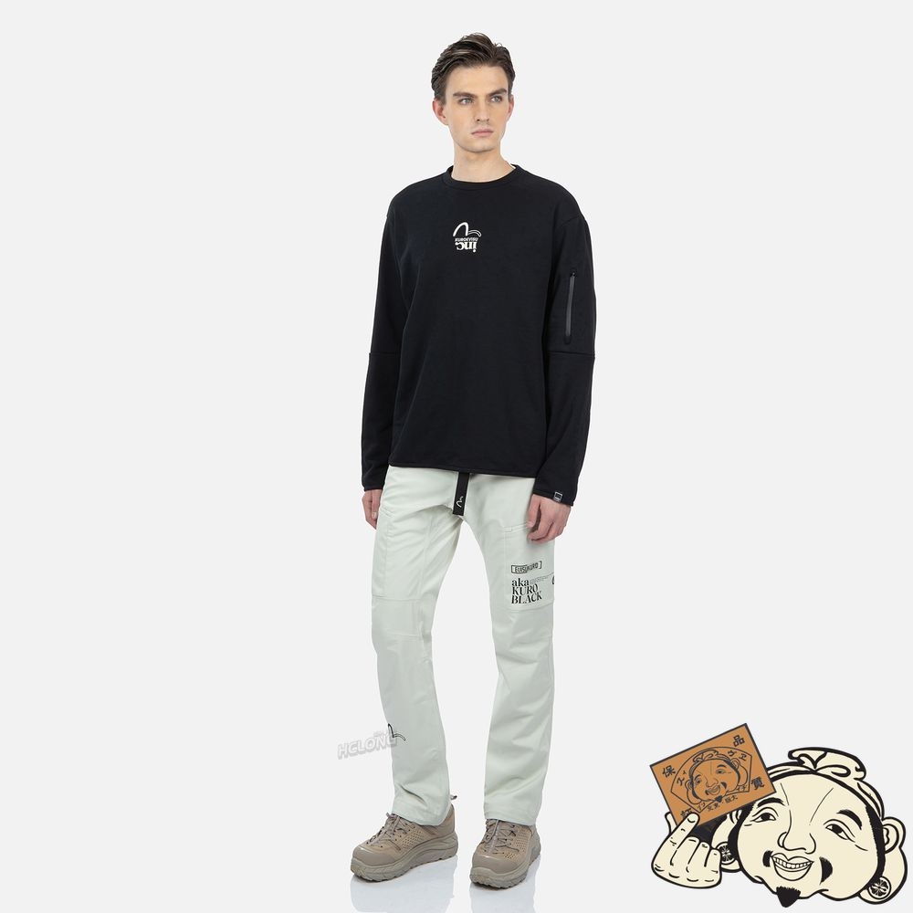 Men Evisu TAPE SEAM POCKET SWEATSHIRT Noir | 092ZDMNSQ