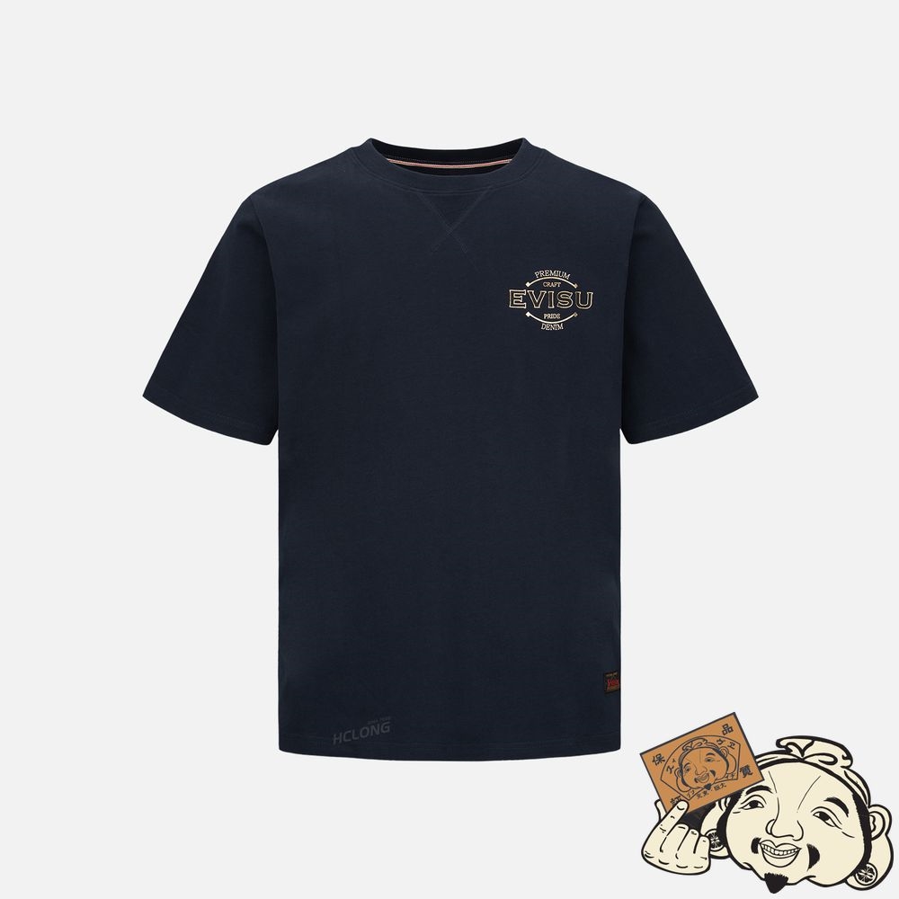 Men Evisu TATTOO KOI DAICOCK PRINT T-SHIRT Bleu Marine | 821LAGSQT