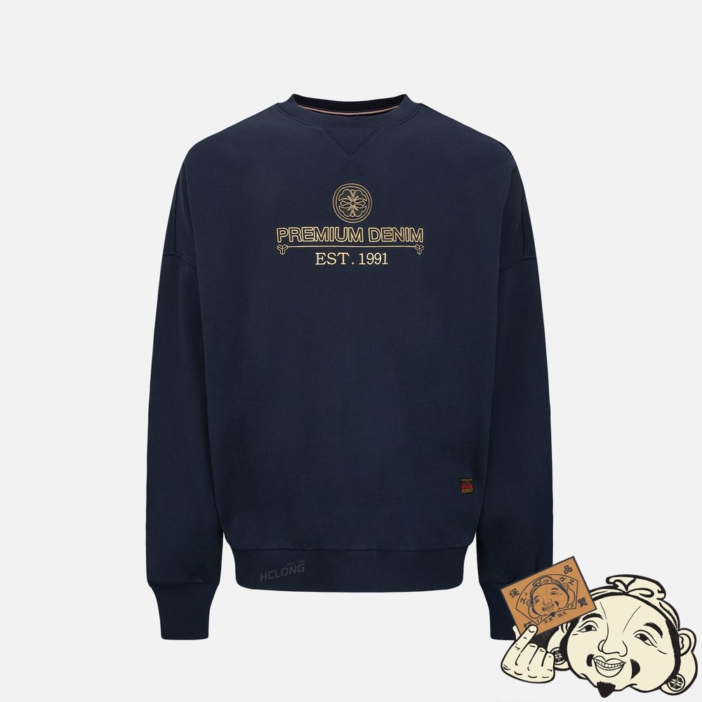 Men Evisu TATTOO KOI DUO PRINT SWEATSHIRT Bleu Marine | 805PGYKDU