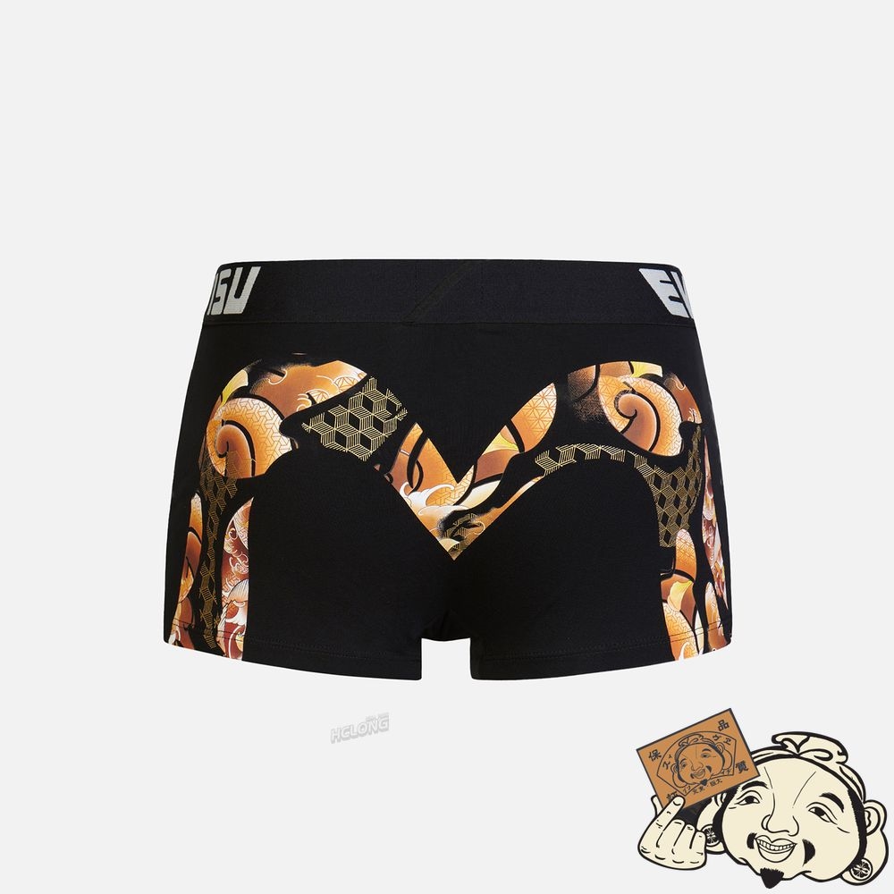 Men Evisu TATTOO KOI-PATTERN DAICOCK PRINT TRUNKS Noir | 348MWXJNP