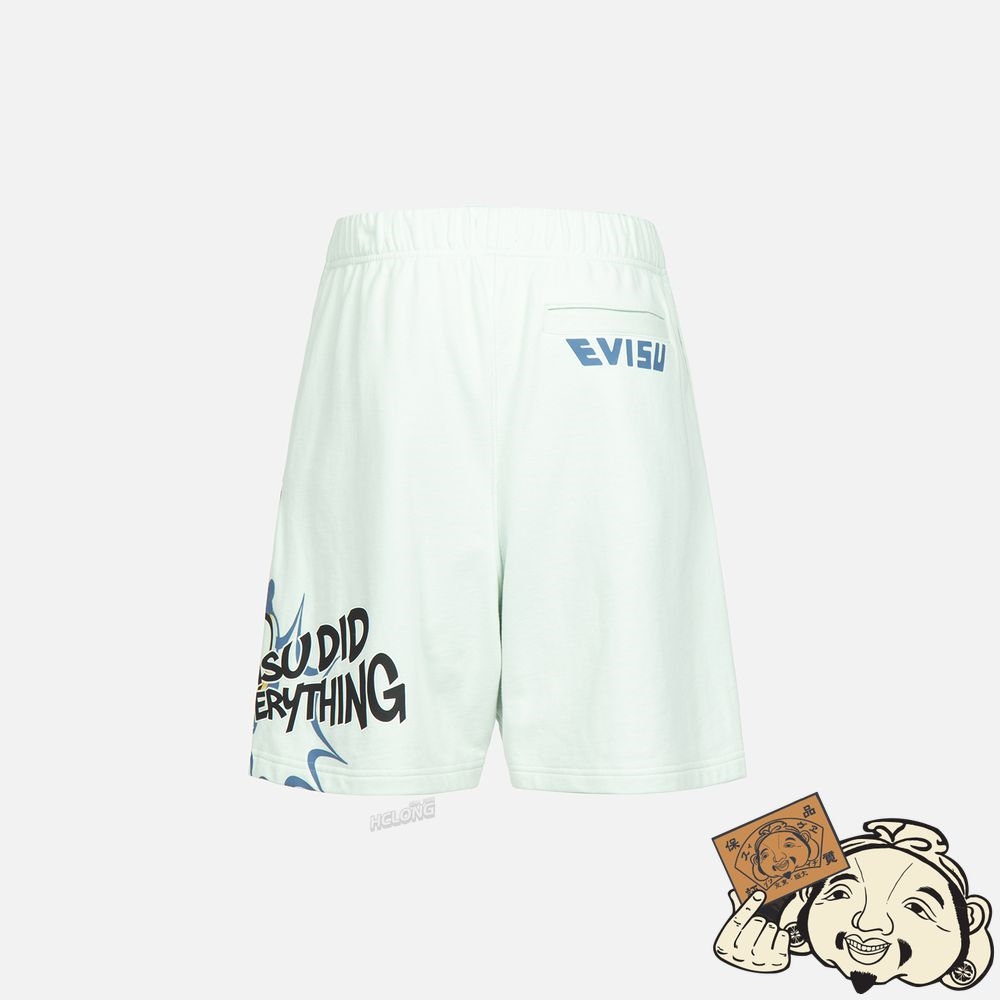 Men Evisu TRANSFORMING DARUMA PRINT SWEAT SHORTS Vert Clair | 762YBRKWS