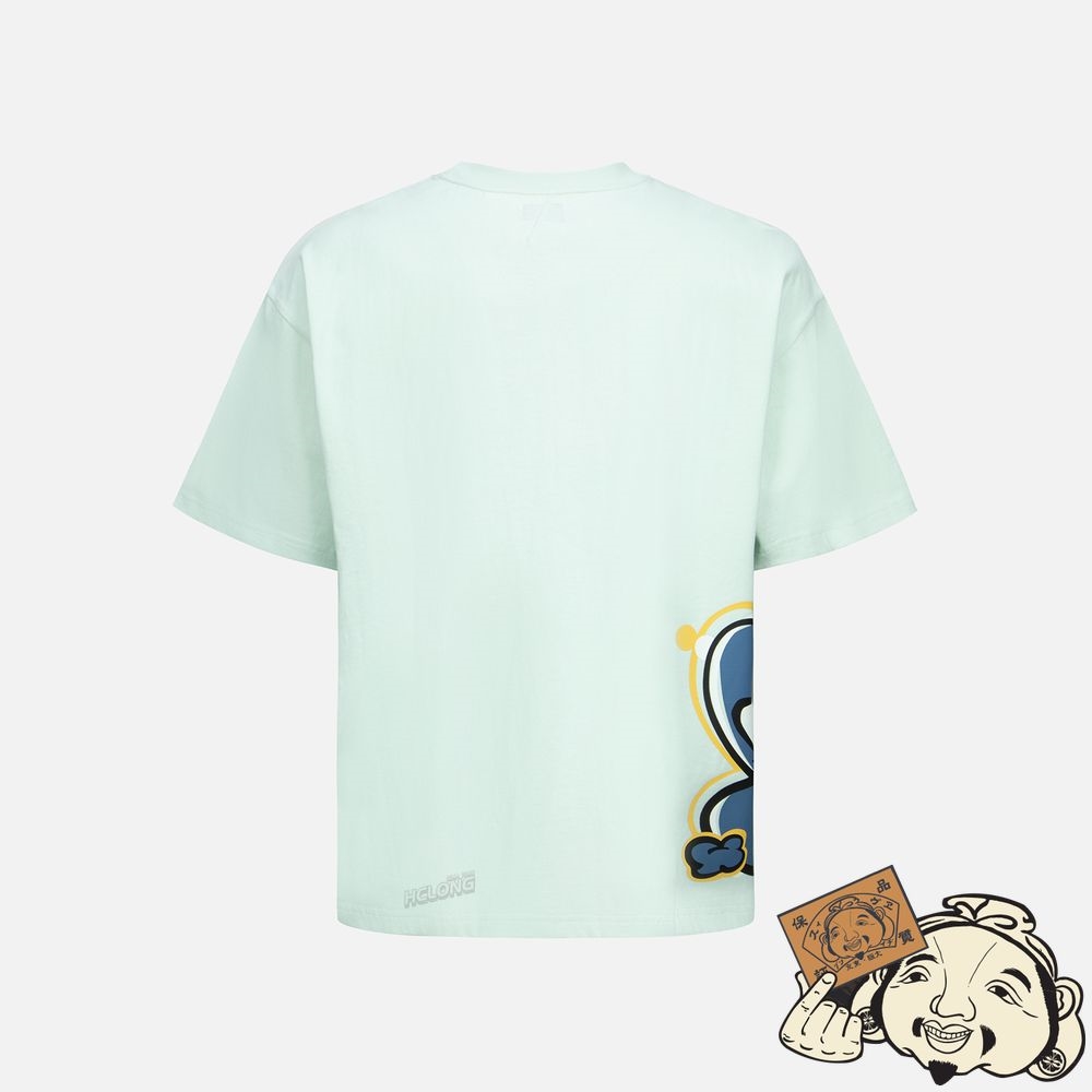 Men Evisu TRANSFORMING DARUMA PRINT T-SHIRT Vert Clair | 365AZQDFX