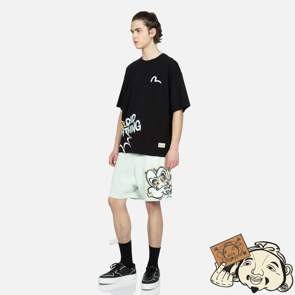 Men Evisu TRANSFORMING DARUMA PRINT T-SHIRT Noir | 682SZEPLC