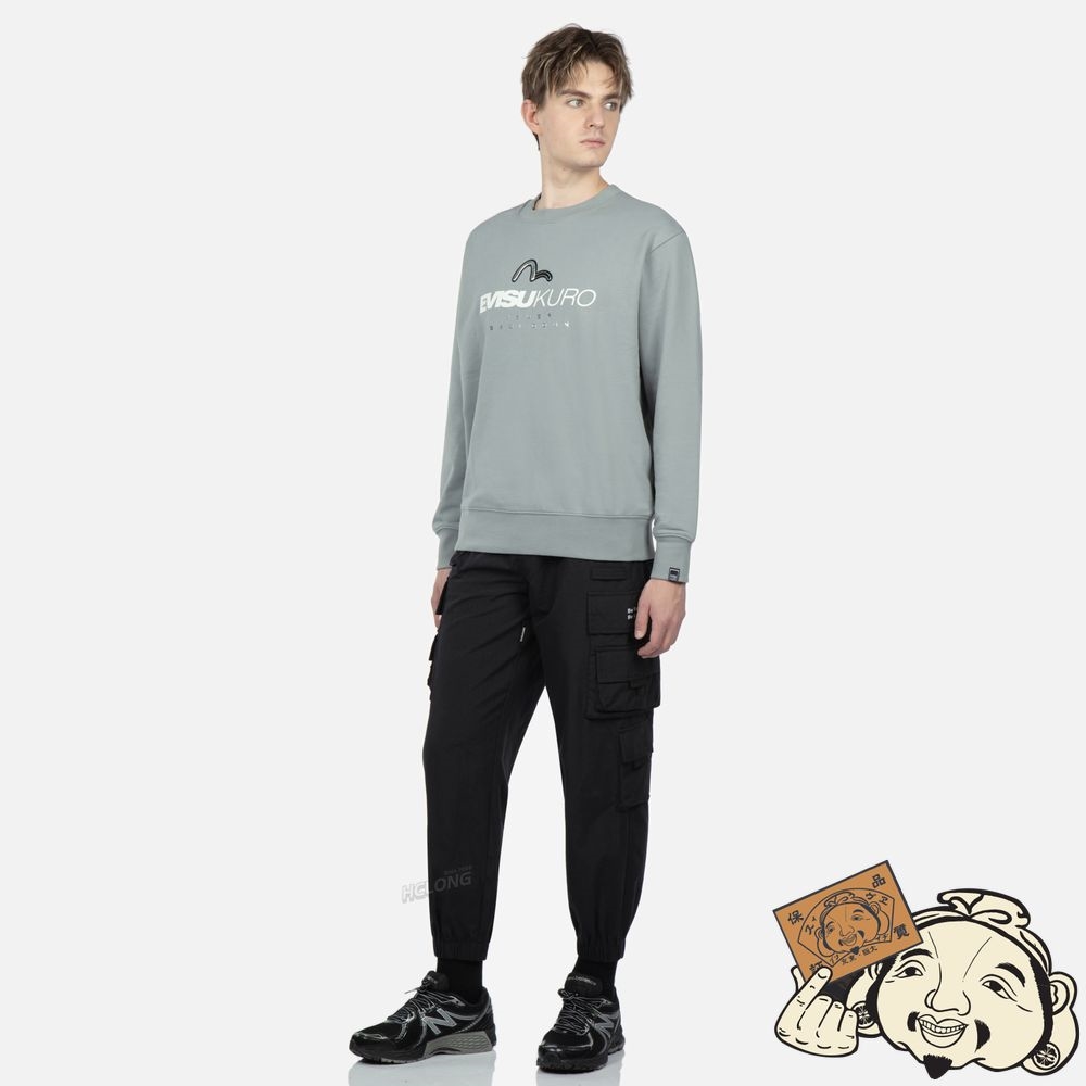 Men Evisu TRANSPARENT SEAGULL BADGE LOGO PRINT SWEATSHIRT Grise | 478GUBXOC