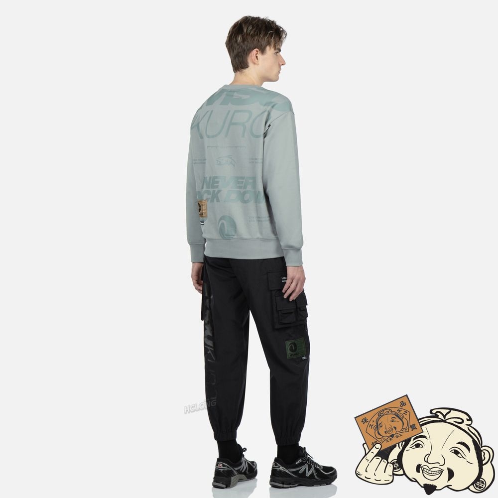 Men Evisu TRANSPARENT SEAGULL BADGE LOGO PRINT SWEATSHIRT Grise | 478GUBXOC