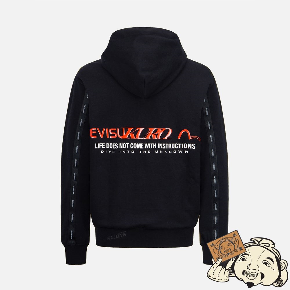 Men Evisu TRIPLE SEAGULL PRINT HOODIE Noir | 173KOQFMX