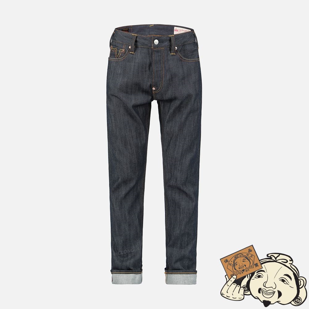 Men Evisu TWO-LAYER BRUSHSTROKE DAICOCK PRINT CARROT-FIT JEANS #2017 Indigo | 926FPMBEK