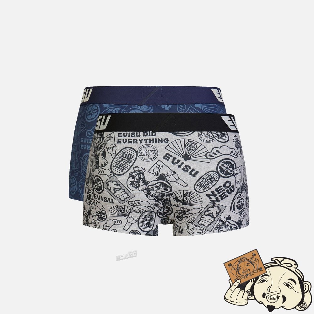 Men Evisu TWO-PACK ALLOVER EVISU SQUAD PRINT TRUNKS MULTIPLE | 064IGWUPA