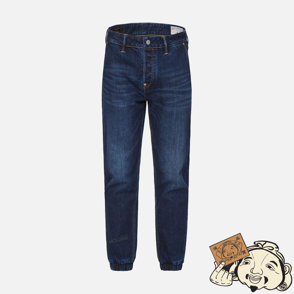 Men Evisu TWO-TONE DAICOCK INSERT DENIM JOGGER PANTS Indigo | 730BKIGXU