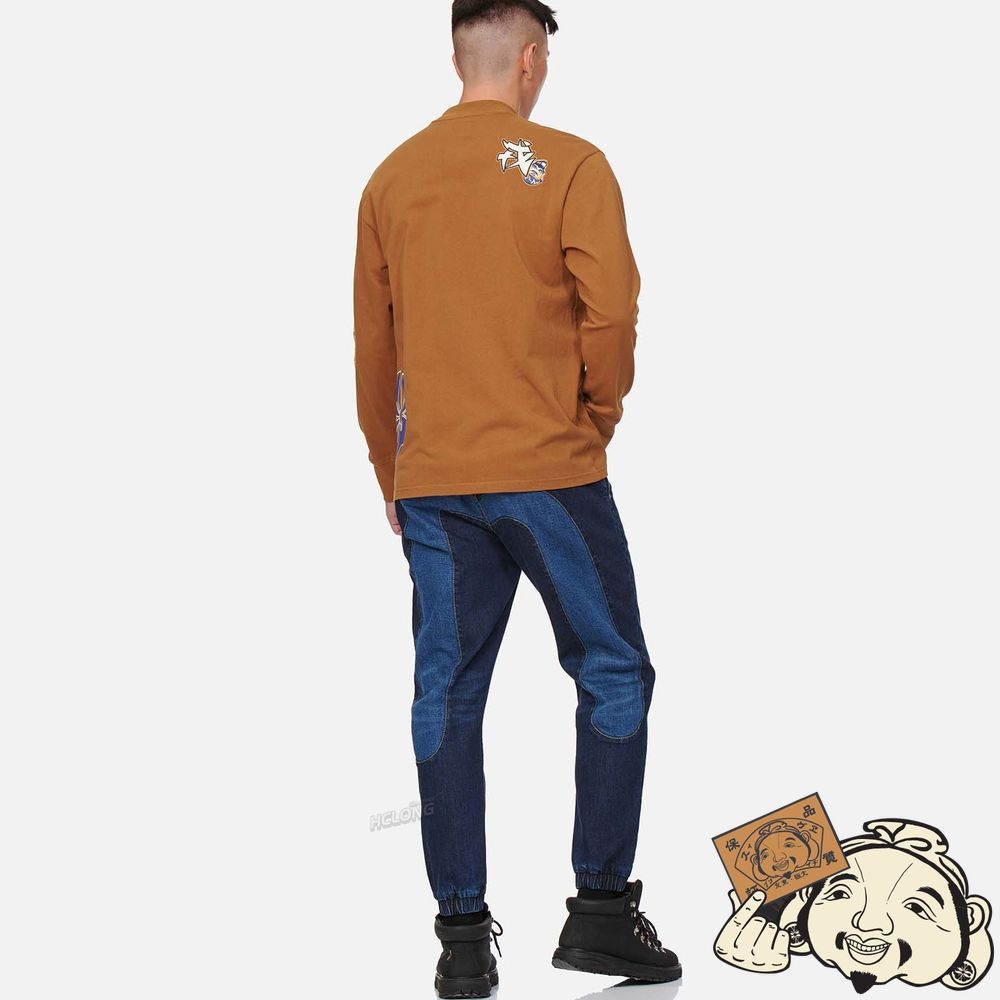 Men Evisu TWO-TONE DAICOCK INSERT DENIM JOGGER PANTS Indigo | 730BKIGXU