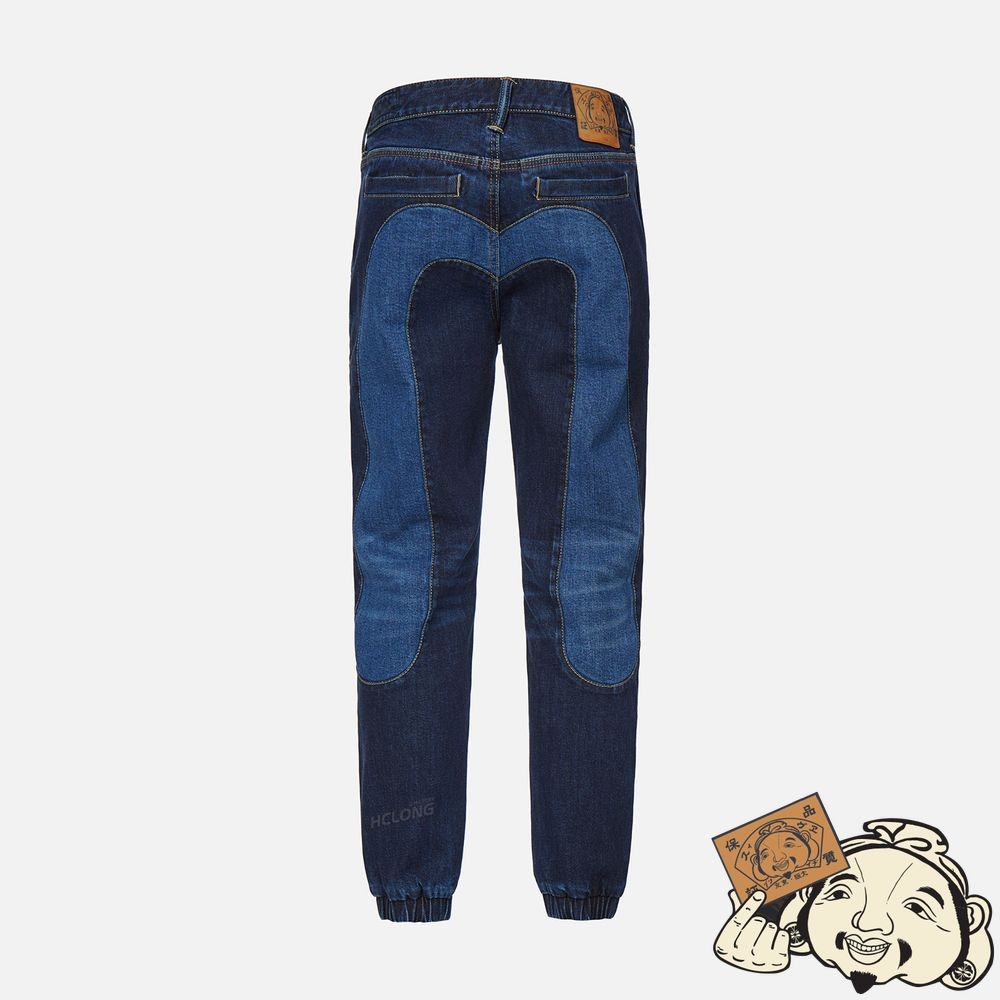 Men Evisu TWO-TONE DAICOCK INSERT DENIM JOGGER PANTS Indigo | 730BKIGXU