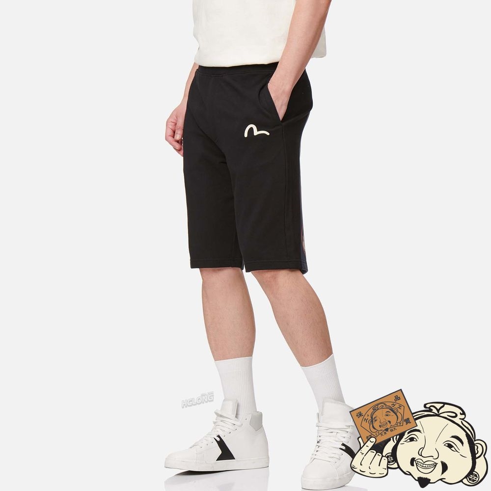 Men Evisu TWO TONE DAICOCK PRINT SWEAT SHORTS Noir | 150DPYCWH