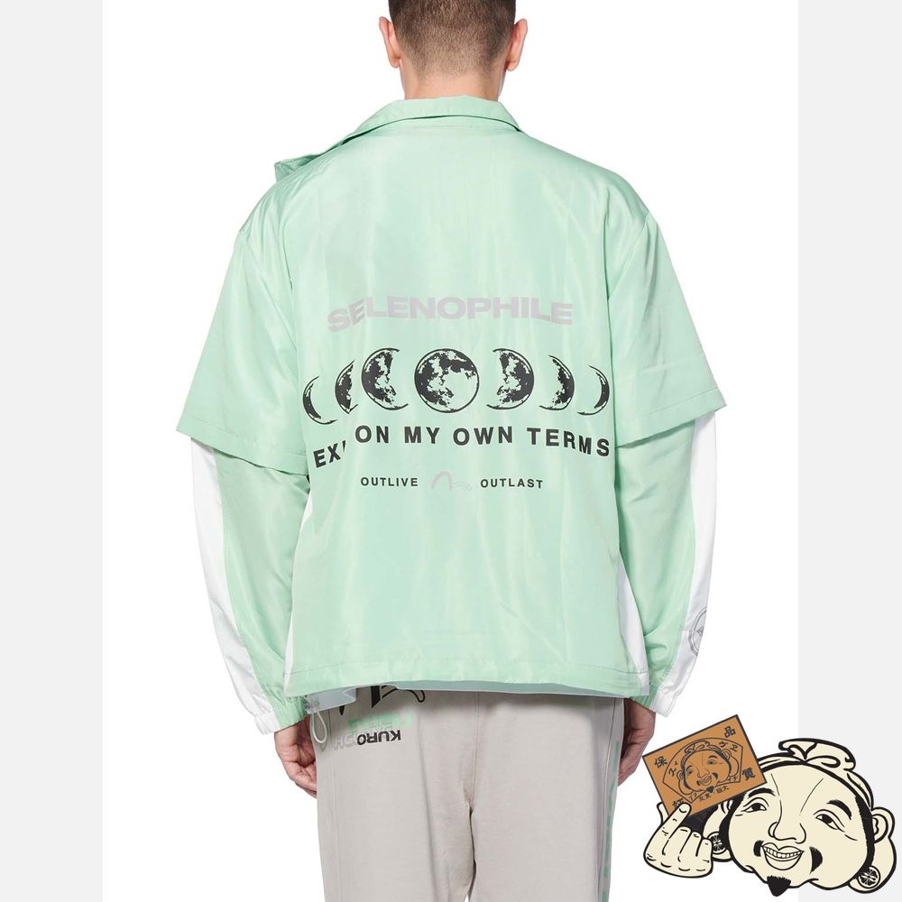 Men Evisu TYREK UTILITY JACKET WITH DETACHABLE SLEEVE Vert | 587OLYXMS