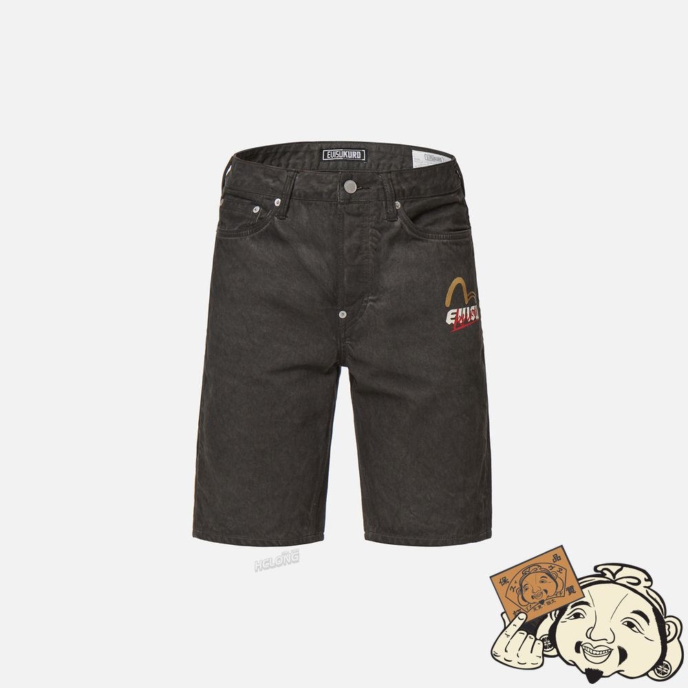 Men Evisu UKIYO-E AND SASHIKO EMBROIDERED DENIM SHORTS Grise | 647SFPDCR