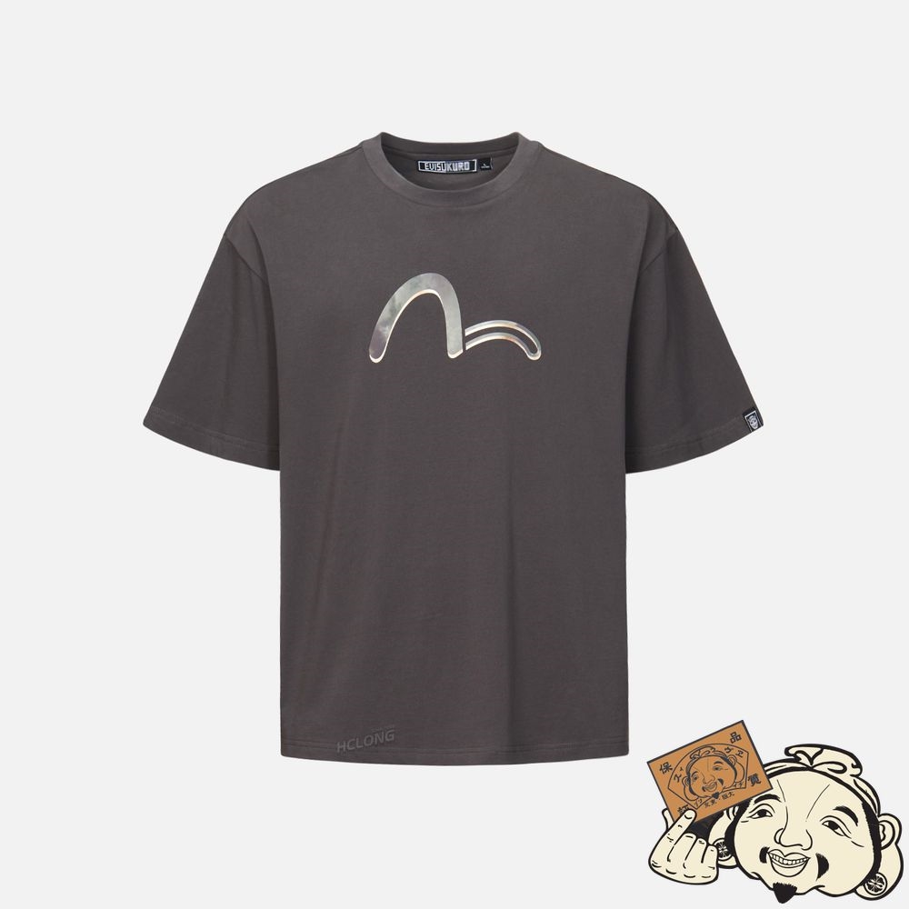 Men Evisu UKIYO-E AND SASHIKO PRINT T-SHIRT Grise | 825NGEDJX