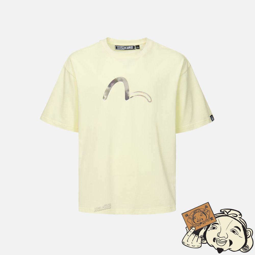 Men Evisu UKIYO-E AND SASHIKO PRINT T-SHIRT Beige | 958FUZQOV