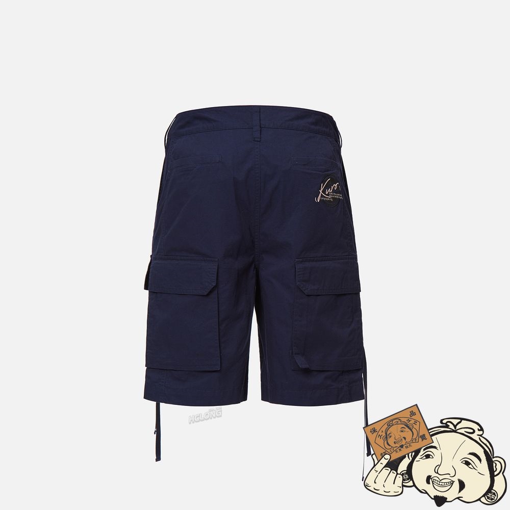 Men Evisu WEBBING STRAP CARGO SHORTS Bleu Marine | 810CLAGFE