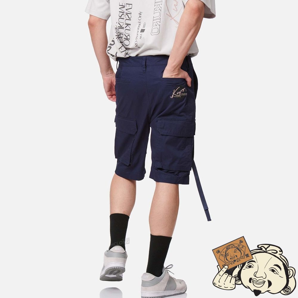 Men Evisu WEBBING STRAP CARGO SHORTS Bleu Marine | 810CLAGFE