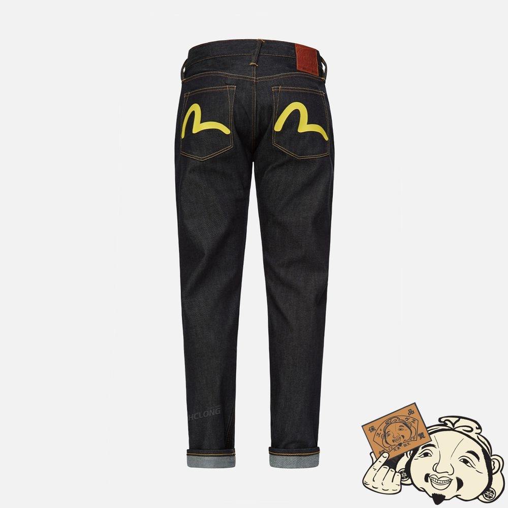 Men Evisu YELLOW SEAGULL CARROT FIT RAW DENIM JEANS #2017 Indigo | 871UDIBAY