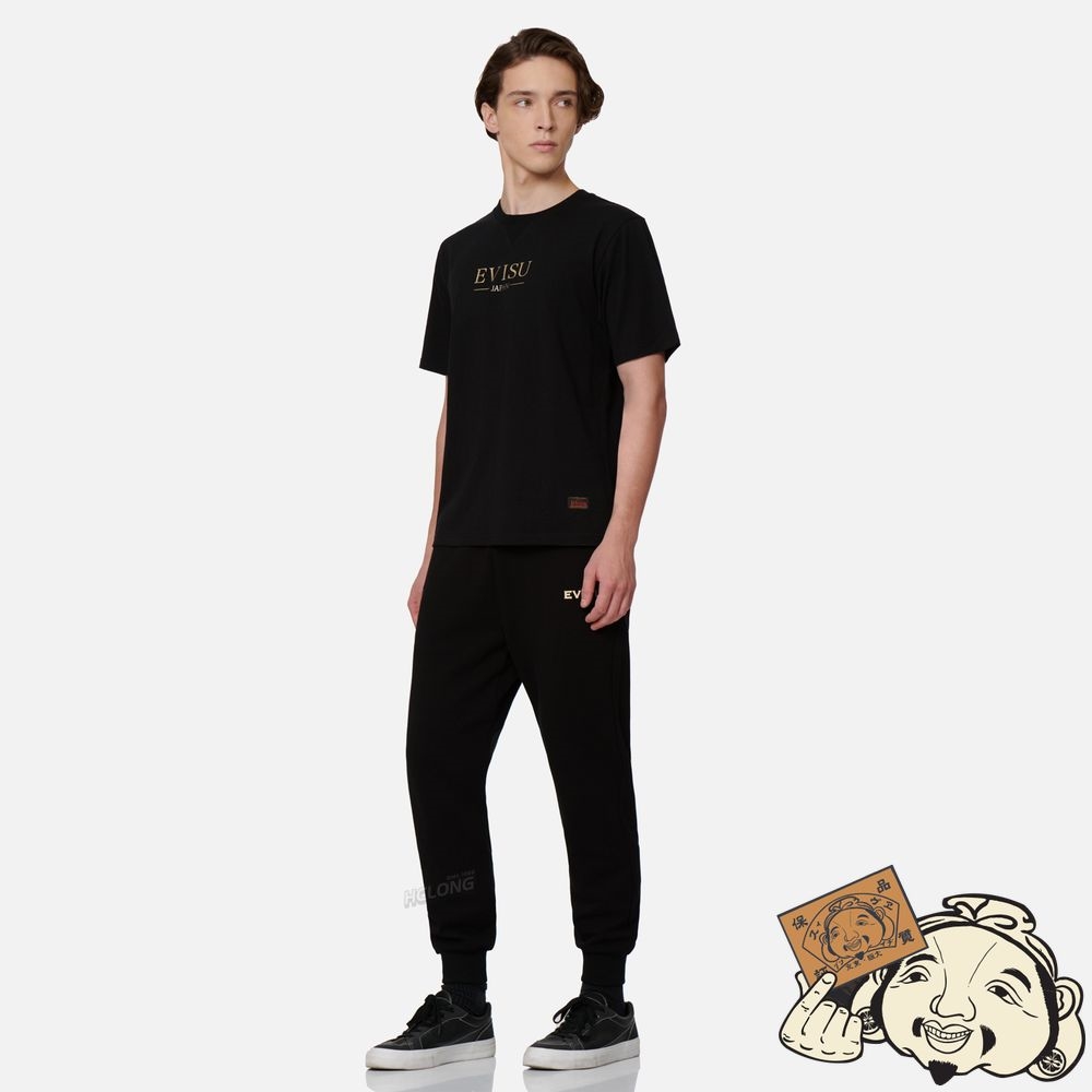 Men Evisu “THE GOD OF FORTUNE RIDING WAVES” PRINT T-SHIRT Noir | 159EVOCXB