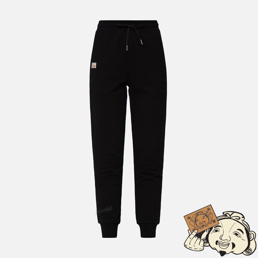 Women Evisu 2-LAYER HAND-BRUSHED DAICOCK FOIL PRINT SWEATPANTS Noir | 275YFNBKQ