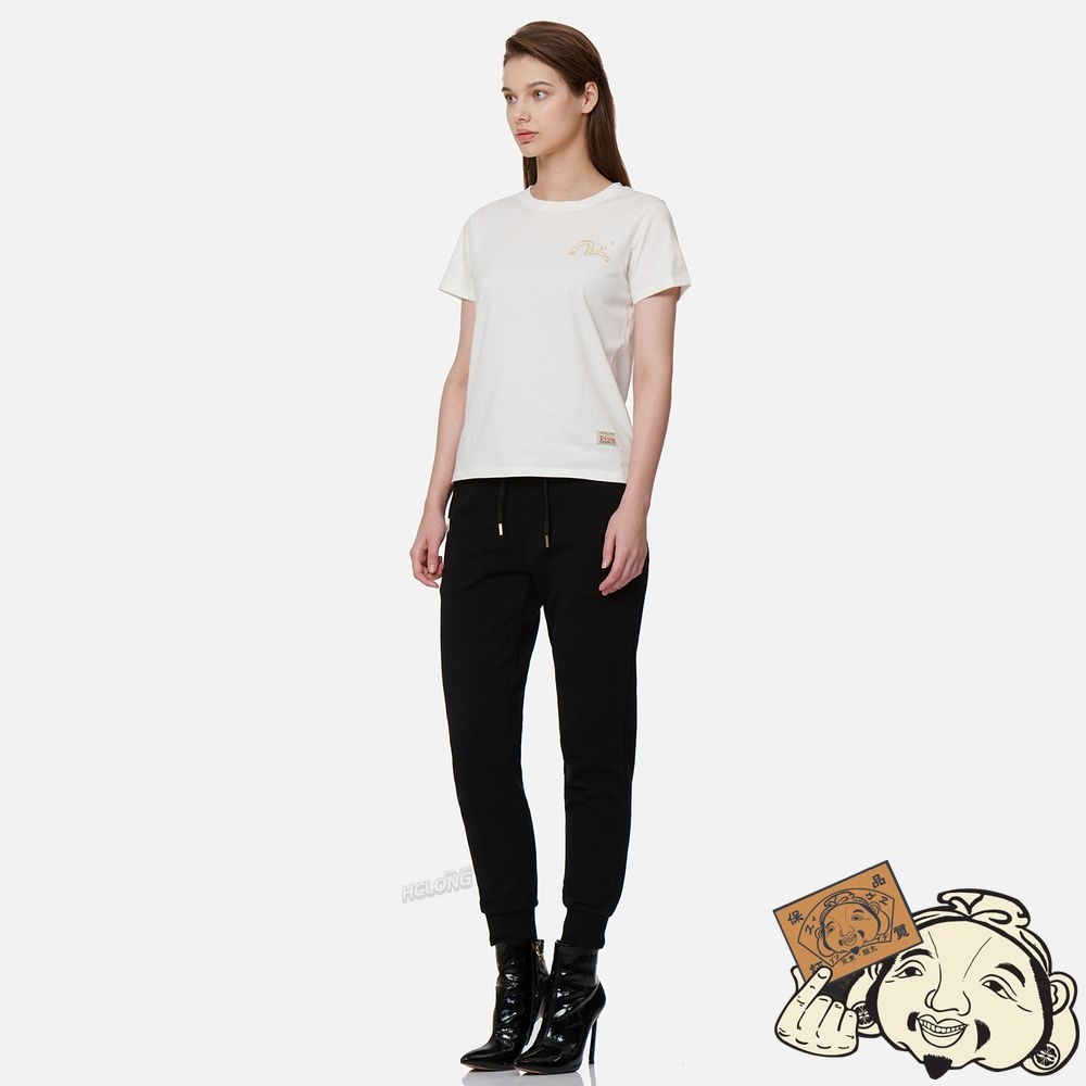 Women Evisu 2-LAYER HAND-BRUSHED DAICOCK FOIL PRINT SWEATPANTS Noir | 275YFNBKQ