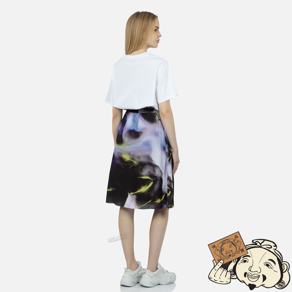 Women Evisu ABSTRACT PRINT PLEATED FRONT SKIRT Noir | 641CTNMWB