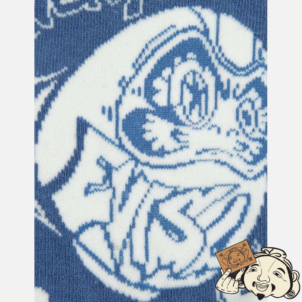 Women Evisu ALLOVER DARUMA JACQUARD LONG SOCKS Bleu | 253VHOBJW