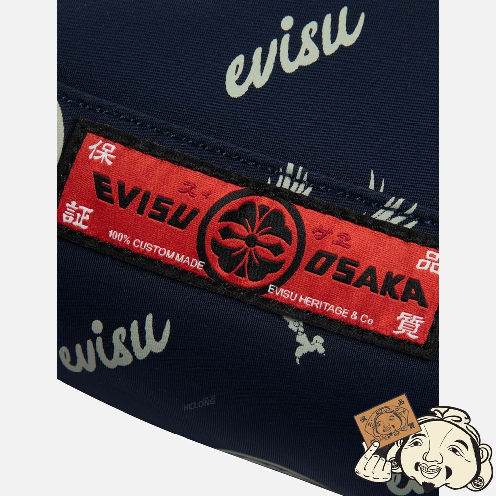 Women Evisu ALLOVER EAGLE AND KAMON PRINT BELT BAG Bleu Marine | 328GAEJOC