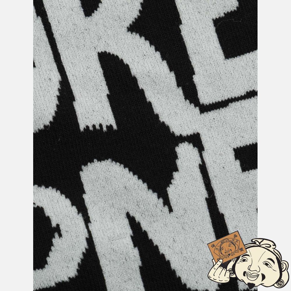 Women Evisu ALLOVER GRAFFITI SLOGAN JACQUARD LONG SOCKS Noir | 724FOGEWC