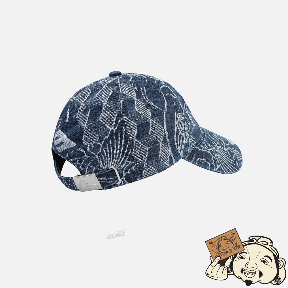 Women Evisu ALLOVER JAPANESE PATTERN JACQUARD CAP Indigo | 580RBIMZT