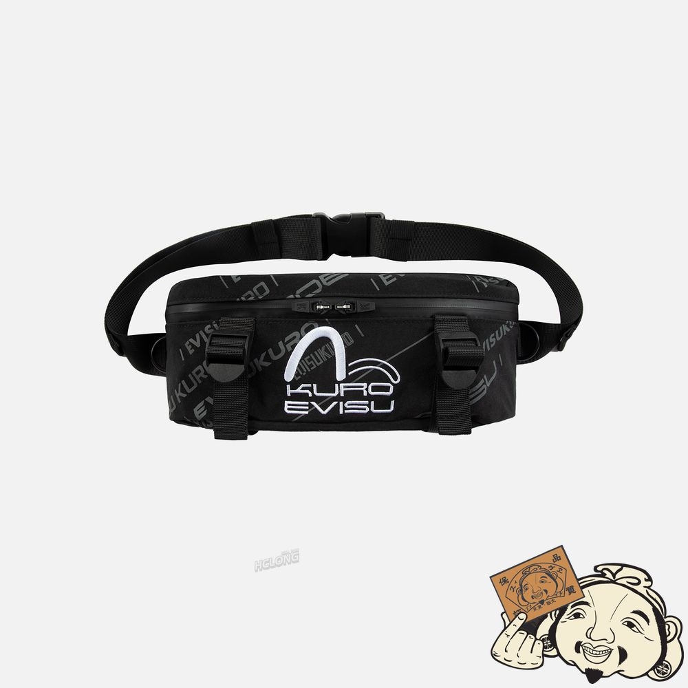 Women Evisu ALLOVER LOGO PRINT WAIST BAG Noir | 207QXFWRH