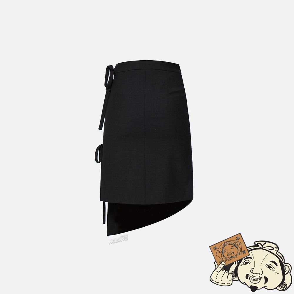 Women Evisu ASYMMETRIC WRAP SKIRT CHARCOAL | 576QNEWUI