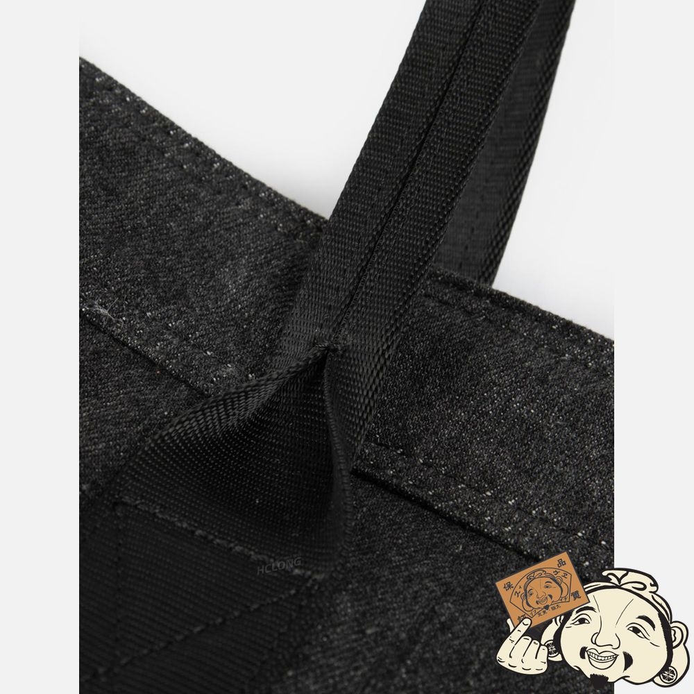 Women Evisu AUTO-RACING STYLE LOGO PRINT DENIM TOTE BAG Noir | 108TYUXIF