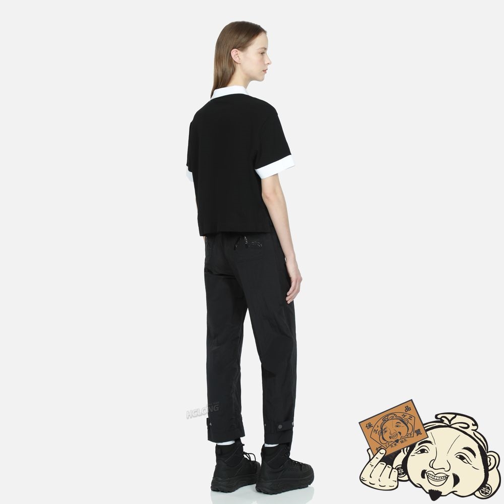 Women Evisu BELTED CUFF TAPERED PANTS Noir | 735EIQUVX