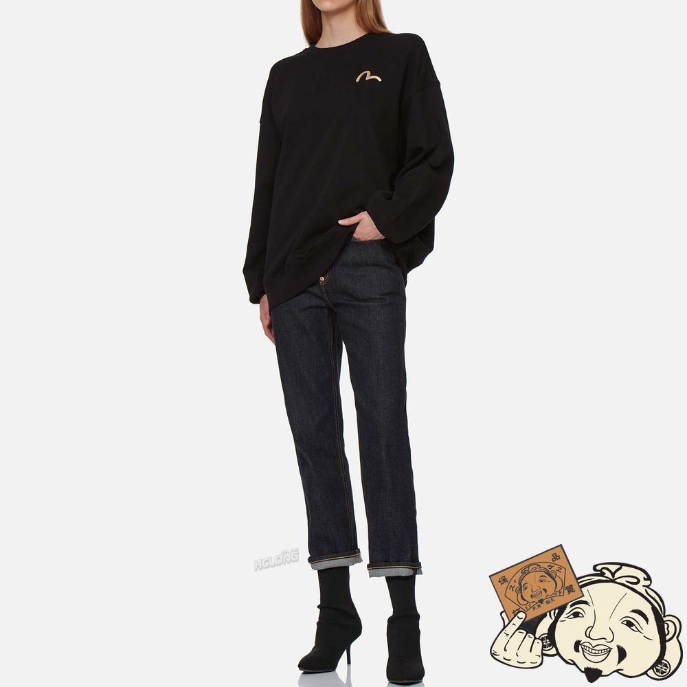 Women Evisu BROCADE KAMON AND SEAGULL APPLIQUÉ STRAIGHT LEG JEANS Indigo | 174UAHZNI