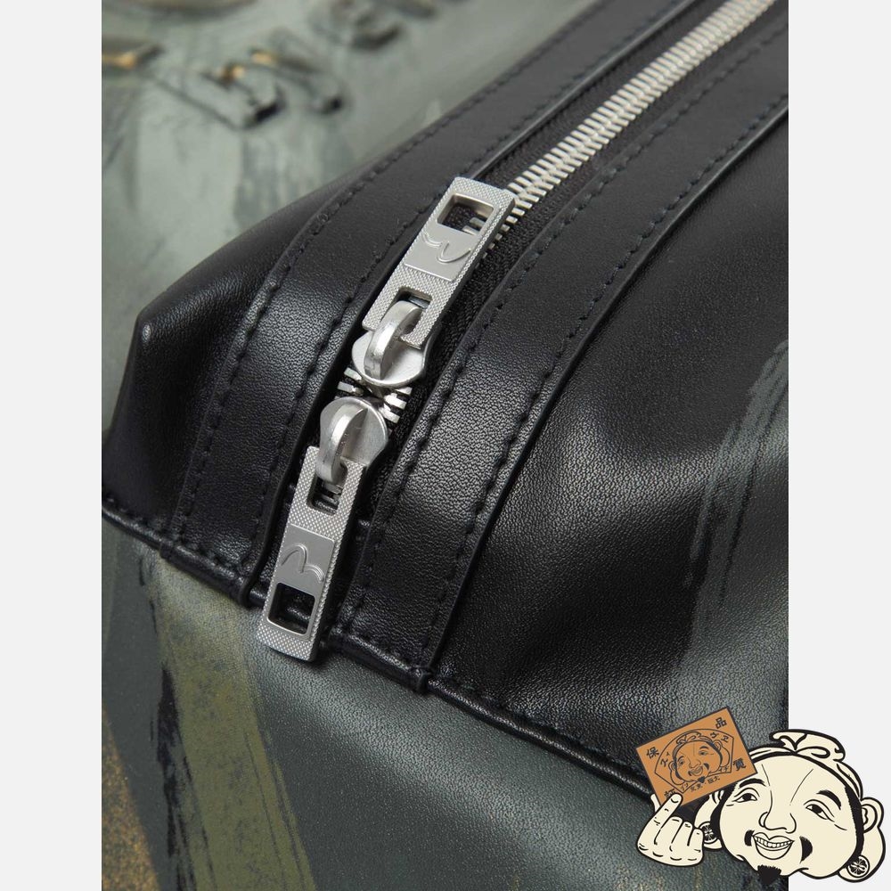 Women Evisu BRUSH CAMOUFLAGE PRINT LEATHER BACKPACK Noir | 694CHVWOJ