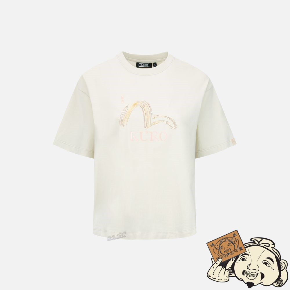 Women Evisu BRUSH EFFECT SEAGULL PRINT T-SHIRT Blanche | 370HELVXT