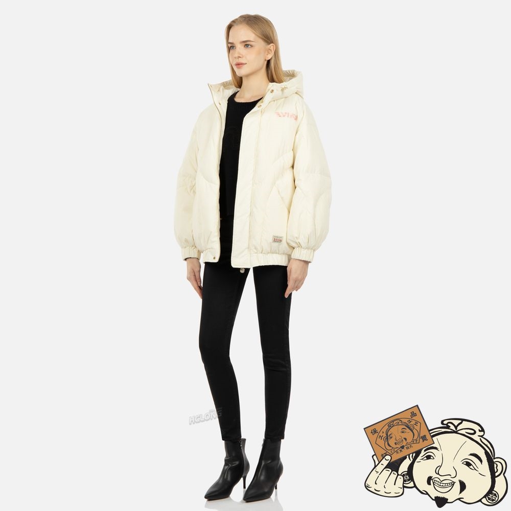 Women Evisu CAMOUFLAGE LOGO EMBROIDERY DOWN JACKET Blanche | 524LFQGXJ