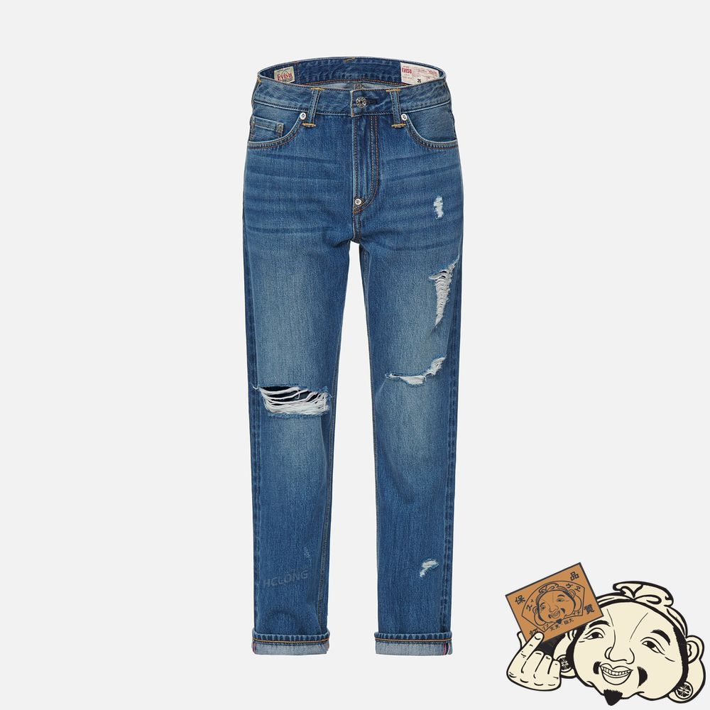 Women Evisu DARUMA AND KAMON DAICOCK BOYFRIEND JEANS Indigo | 920YJBMXQ